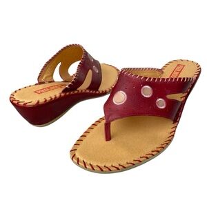 Pikolinos Sandals 39 Thong Bohemian Red Tan Spain Y2k 90s Festival
